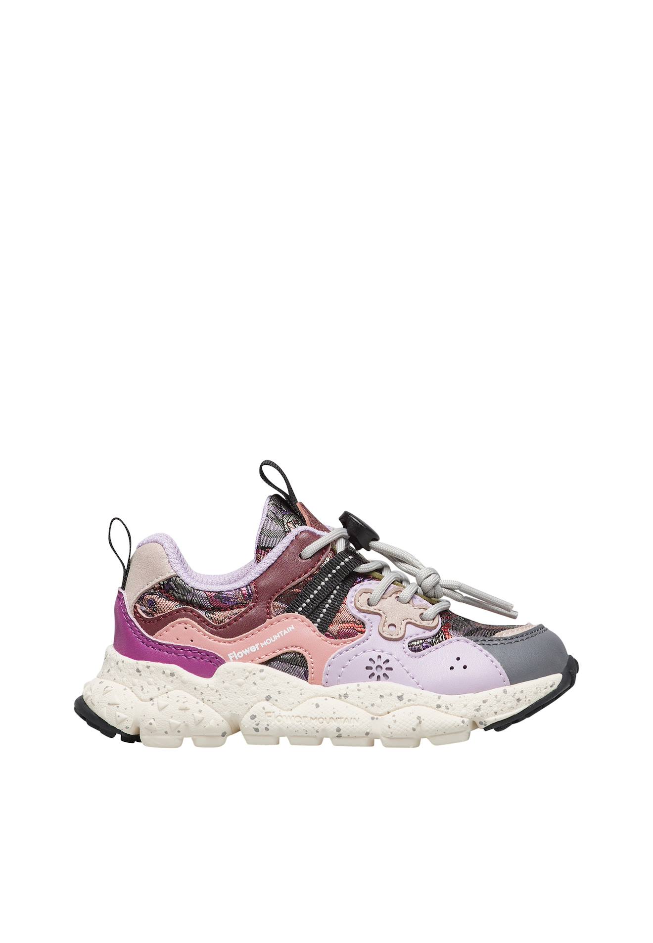 Baskets En Similicuir Et Tissu Yamano 3 Junior. Gris-bleu-lilas