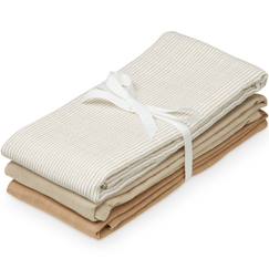 Puériculture-Matelas, accessoires de lange-Lange-Lot de 3 langes en coton bio mix classic stripes camel (70 x 70 cm)