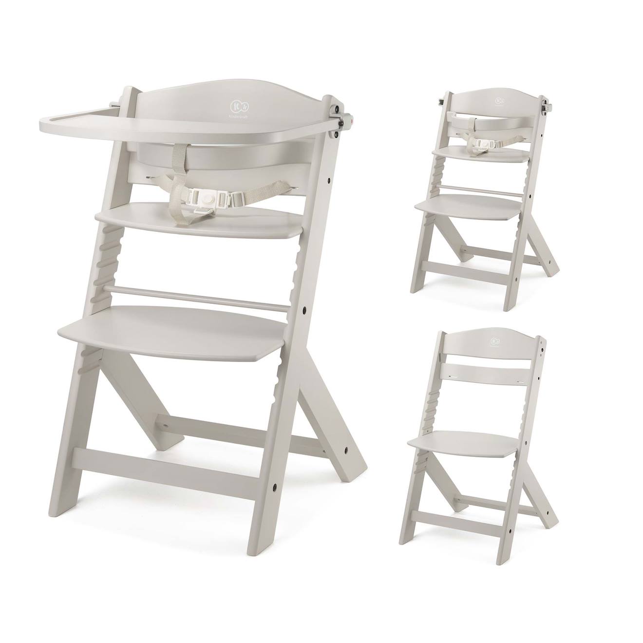 Chaise Haute Évolutive Kinderkraft Enock 2 En 1 Avec Assise Réglable, Repose-pieds Ajustable Et Bois De Hêtre Massif Beige