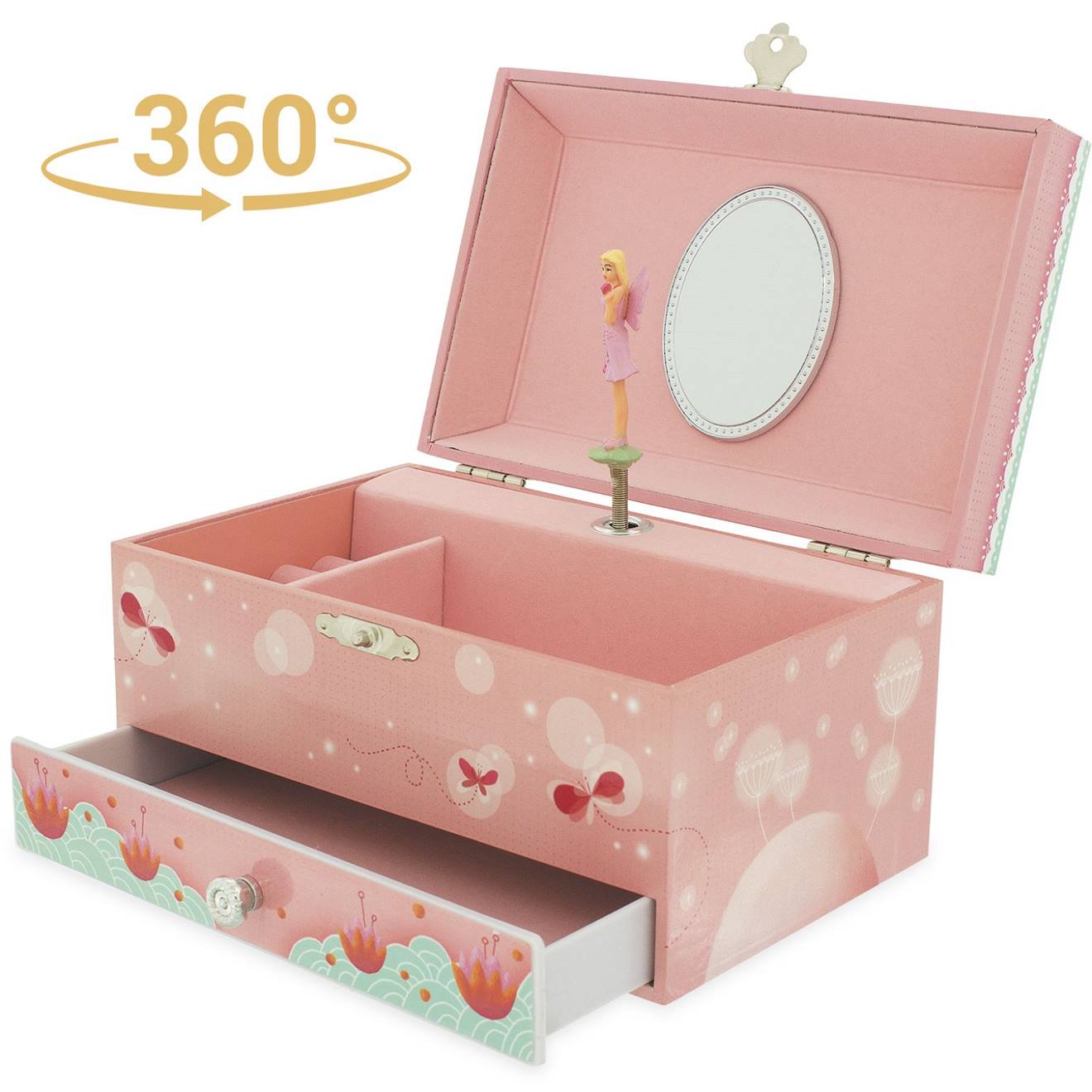 Coffret musical libellule rose