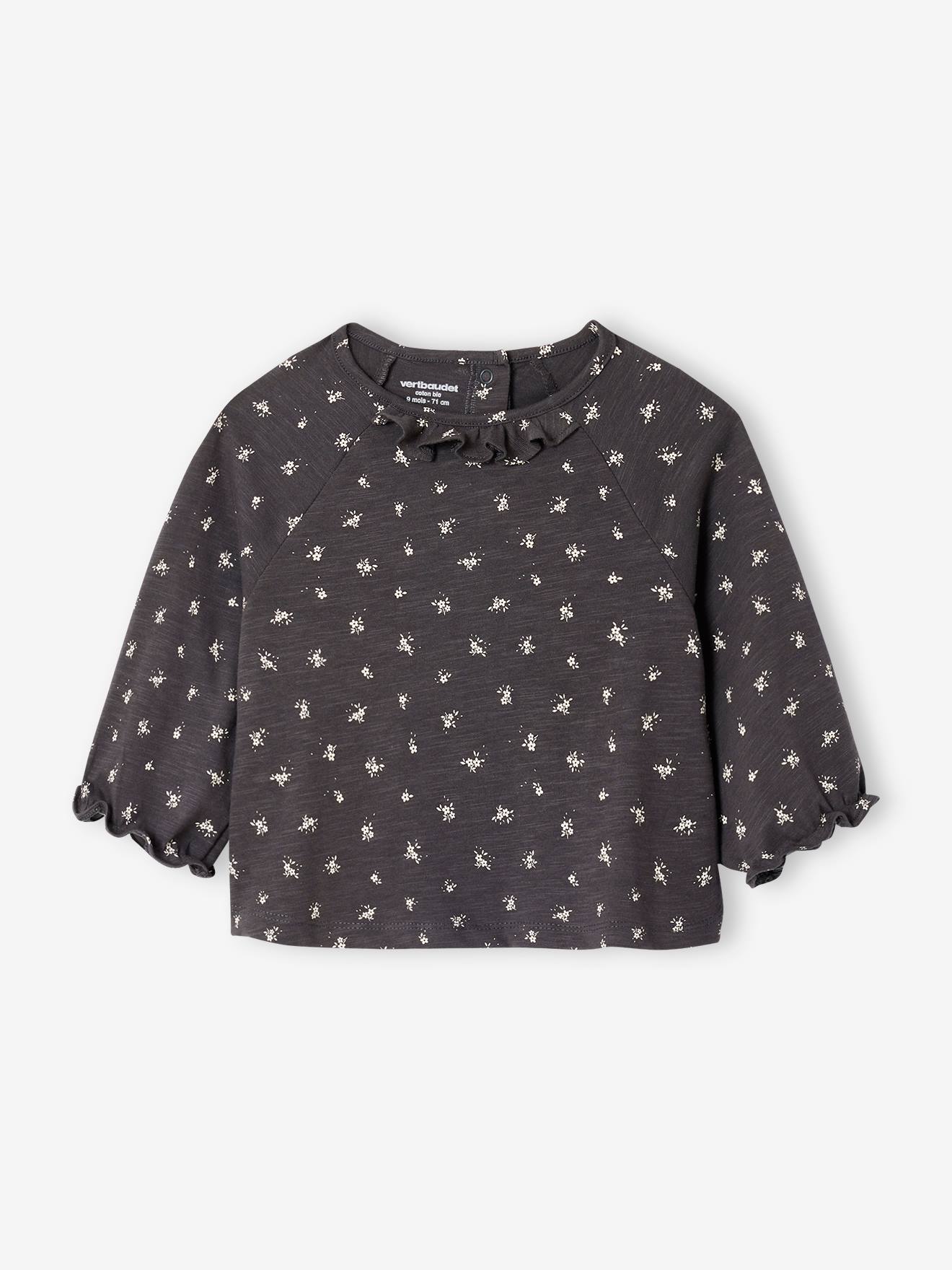 T-shirt forme blouse imprimé fleuri anthracite