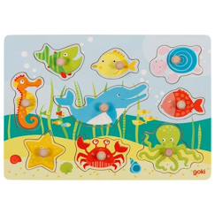 Jouet-Jeux éducatifs-Puzzles-Puzzle à boutons animaux de la mer 9 éléments