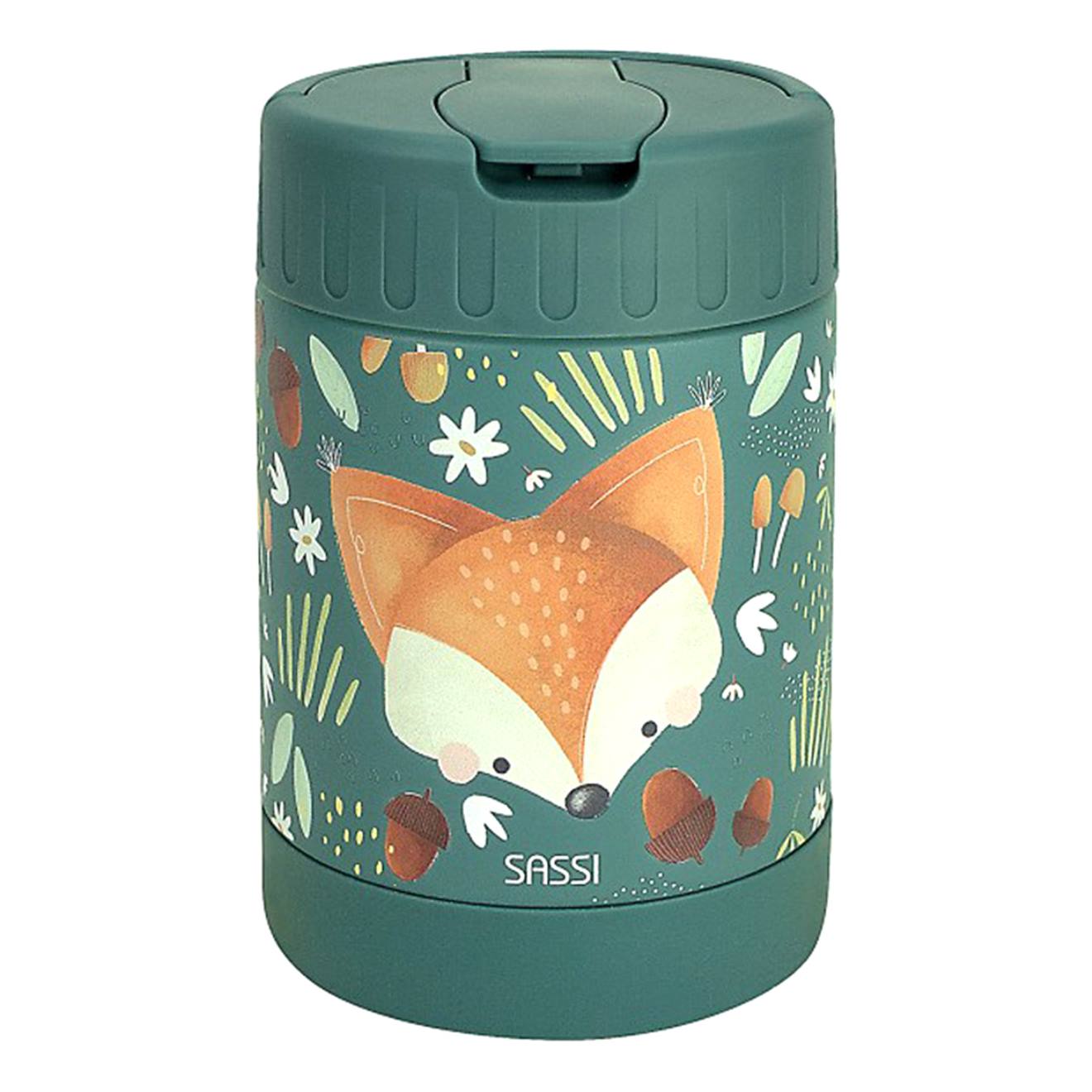Thermos Repas Bébé En Inox Animaux Vert Paon