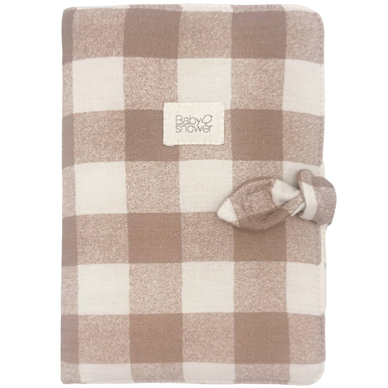 Protège Carnet De Santé Knot Vichy Caramel Ecru, Marron (Babyshower) - Couverture