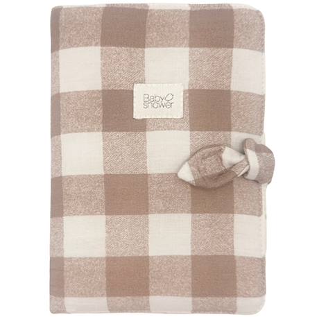 Babyshower - Protège Carnet De Santé Knot Vichy Caramel Ecru, Marron