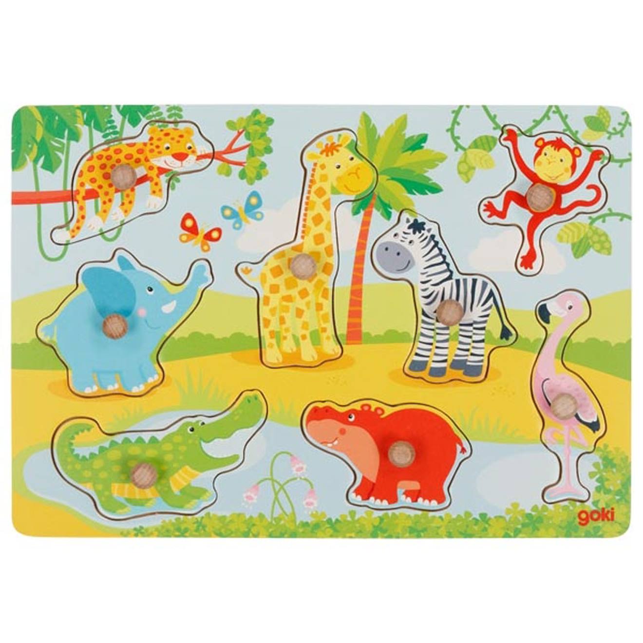 Puzzle À Boutons Bébés Animaux D'afrique 8 Éléments Multi-coloured