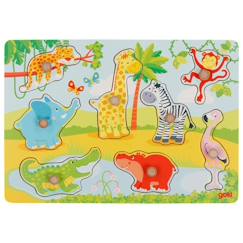 Jouet-Puzzle à boutons bébés animaux d'afrique 8 éléments