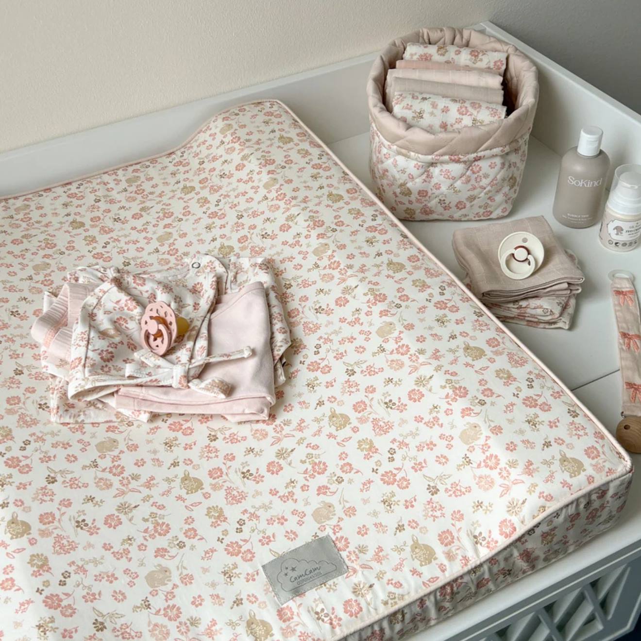 Matelas À Langer Augusta Rose, Marron, Écru (Cam Cam Copenhagen) - Image 1