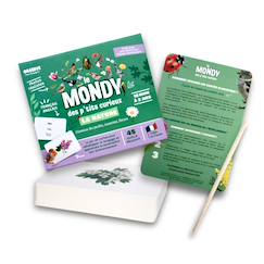 Jouet-Jeux éducatifs-Lire, écrire, compter et heure-Mondy des curieux - 45 cartes bilingues autour de la nature
