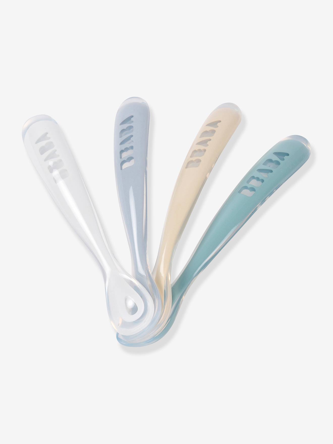 Lot de 4 cuillères 1er âge Soft sans BPA bleu/gris/ocre