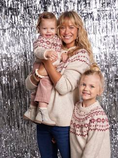 Vêtements de grossesse-Pull femme jacquard noël capsule famille Noël