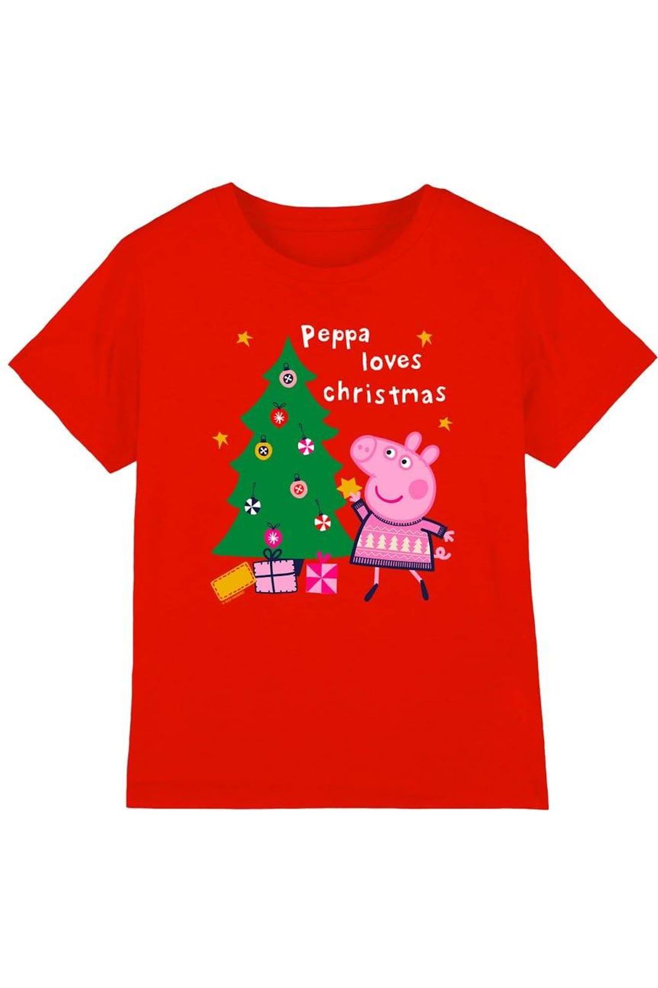 T-shirt Coton Peppa Pig Noel Rouge