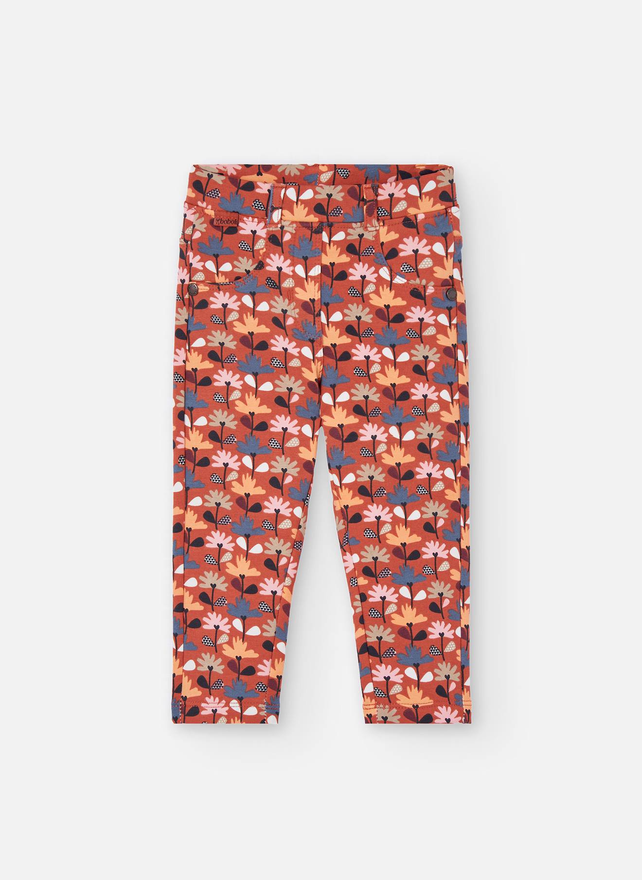Pantalon Fille En Molleton Fleurs Multicolore
