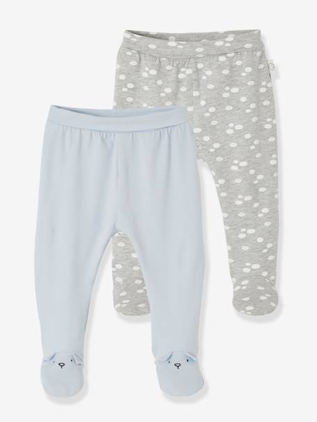 Pantalon Bebe Naissance En Maille Souple Lot Bleu Glacier Vertbaudet