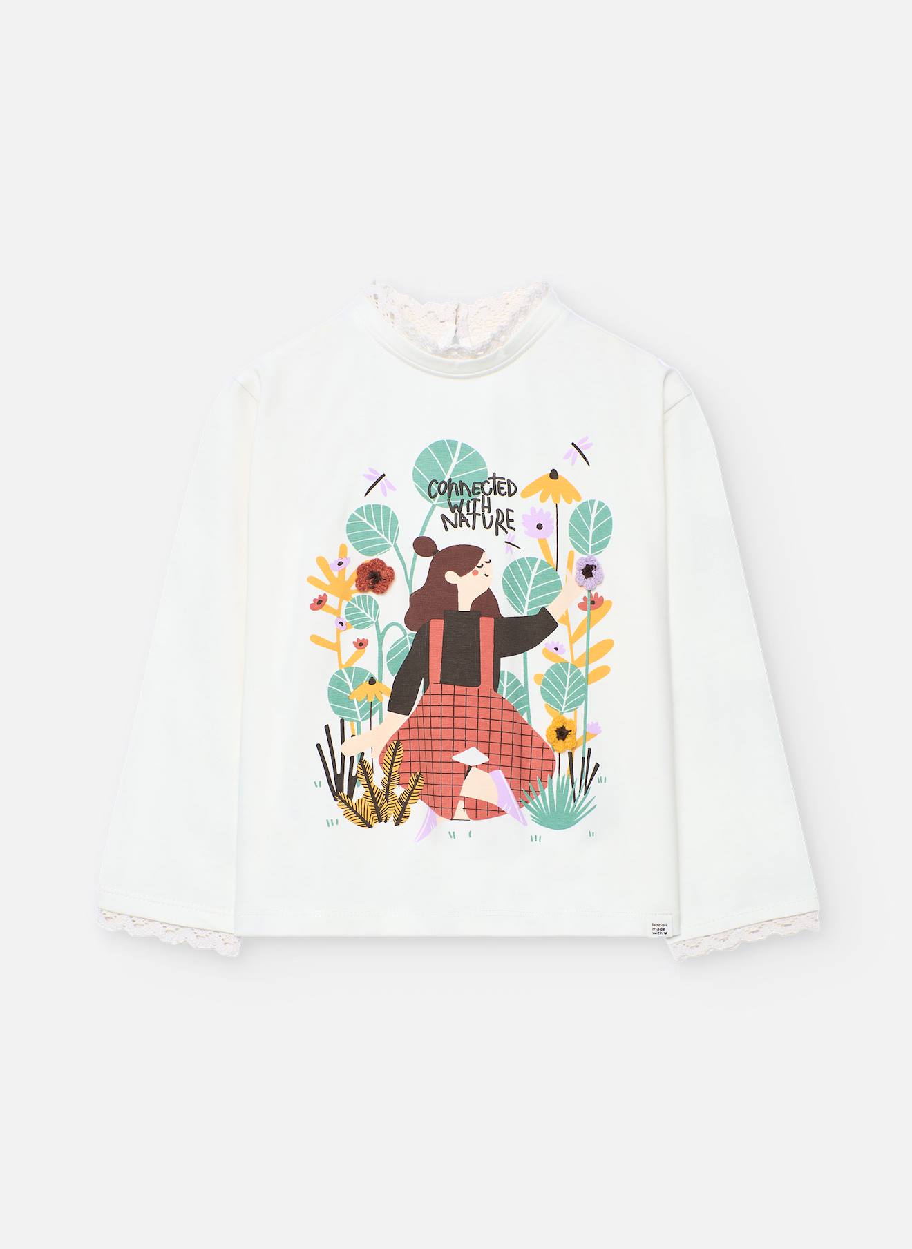 T-shirt Fille Coton Fleur Blanc